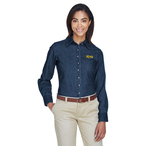 Ladies' 6.5 oz. Long-Sleeve Denim Shirt with Ruiz Foods Logo Embroidered on Left Chest