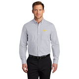 Men's Broadcloth Gingham Easy Care Shirt with Ruiz Foods Logo Embroidered on Left Chest