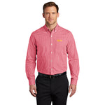 Men's Broadcloth Gingham Easy Care Shirt with Ruiz Foods Logo Embroidered on Left Chest