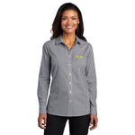 Ladies' Broadcloth Gingham Easy Care Shirt with Ruiz Foods Logo Embroidered on Left Chest