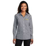 Ladies' Broadcloth Gingham Easy Care Shirt with Ruiz Foods Logo Embroidered on Left Chest