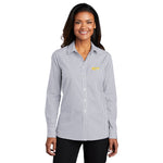 Ladies' Broadcloth Gingham Easy Care Shirt with Ruiz Foods Logo Embroidered on Left Chest