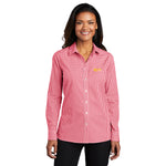 Ladies' Broadcloth Gingham Easy Care Shirt with Ruiz Foods Logo Embroidered on Left Chest