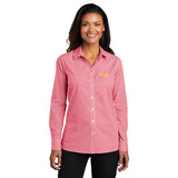 Ladies' Broadcloth Gingham Easy Care Shirt with Ruiz Foods Logo Embroidered on Left Chest
