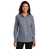 Ladies' Broadcloth Gingham Easy Care Shirt with Ruiz Foods Logo Embroidered on Left Chest
