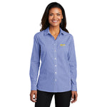 Ladies' Broadcloth Gingham Easy Care Shirt with Ruiz Foods Logo Embroidered on Left Chest