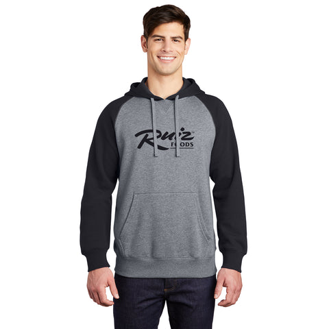 Raglan Colorblock Pullover Hooded Sweatshirt with Screen Printed Ruiz Foods Logo